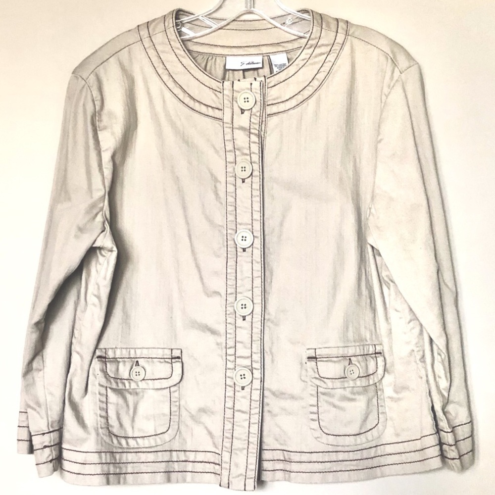 Chico’s Platinum blazer jacket khaki tan Sz 2